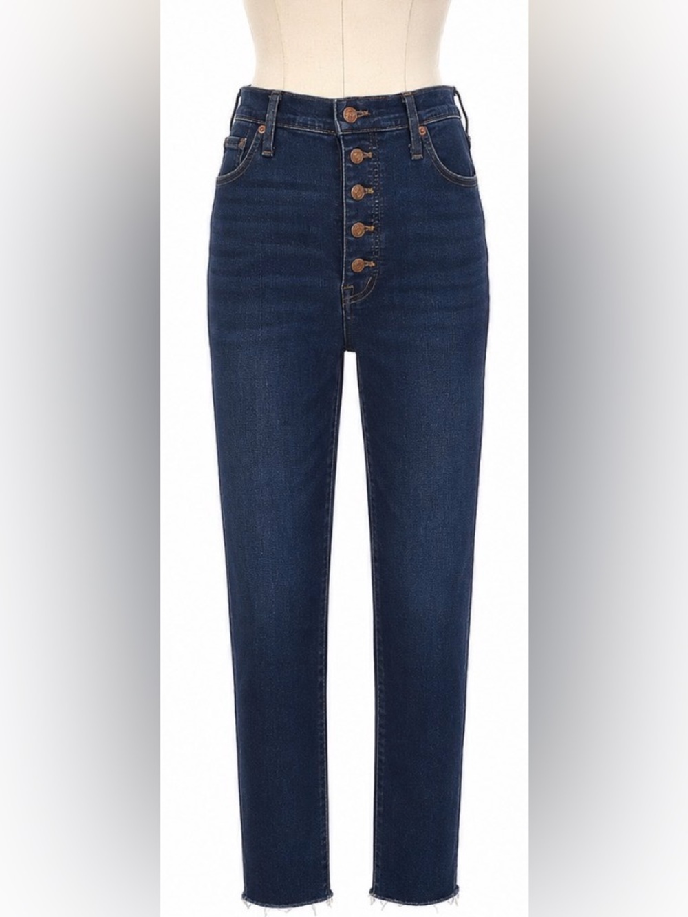Madewell 10” High-Rise Skinny Crop Jeans Size 31 Dark Wash Raw Hem EUC